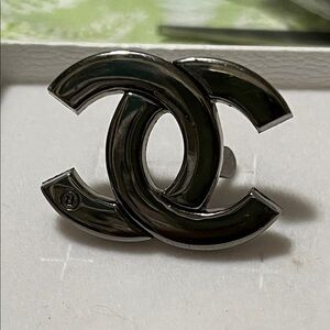 CHANEL Metallic Black Brooch